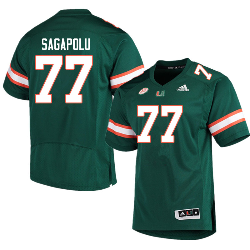 Men #77 Logan Sagapolu Miami Hurricanes College Football Jerseys Sale-Green